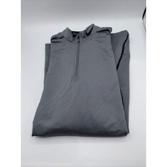 Nike Pro Pullover Men Medium Gray 1/4 Zip Dri-Fit L/S Active Golf Walk Preowned - Picture 1 of 13